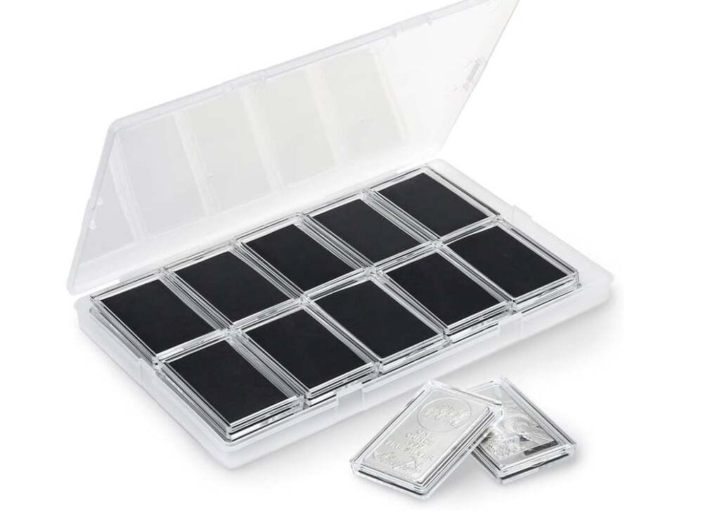 1 Oz Silver Bar Holder 20 Pcs Storage Case Clear Acrylic